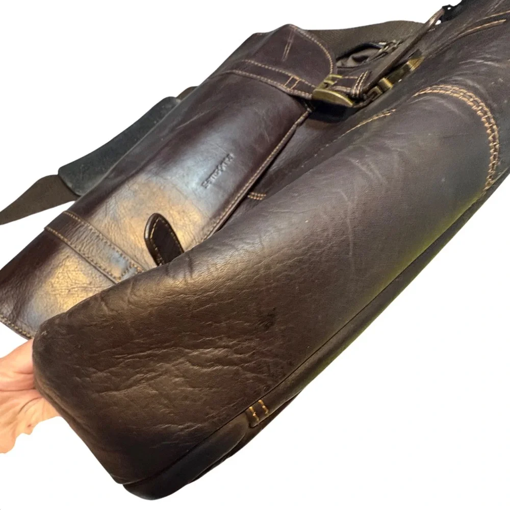 Samsonite Colombian Leather Flapover Laptop Case travel brown classic